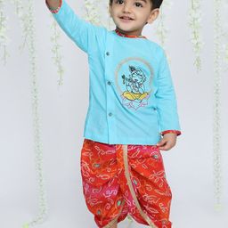 KID1 Boys Krishna Embroidered Pure Cotton Kurta with Dhoti Pants-picture-7