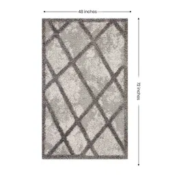 sapana carpet-mats Grey Geometrical Polyester 4 ft X 6 ft Machine Made Carpet image 3