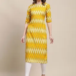 7Threads Women Multicoloured Ethnic Motifs Printed Keyhole Neck Block Print Crepe Kurta-picture-29