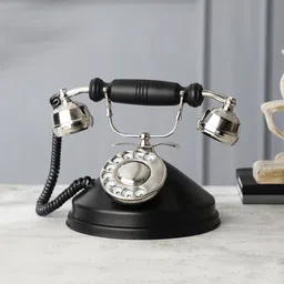 EXIM DECOR Black & Silver-Toned Antique Round Base Dummy Telephone Showpiece-picture-39