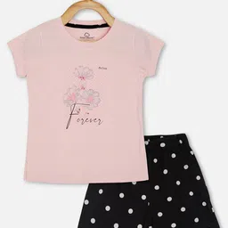 Sweet Dreams Pink Girls Printed T-shirt With Shorts-picture-28