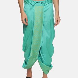 Sethukrishna Men Green Printed Art Silk Dhoti-picture-8