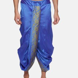 Sethukrishna Men Blue Printed Dhoti-picture-2