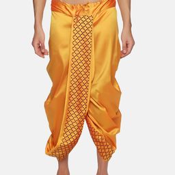 Sethukrishna Men Yellow Printed Dhoti Pants-picture-14