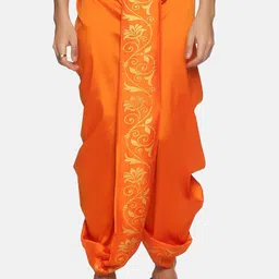 Sethukrishna Men Orange Printed Dhoti-picture-14