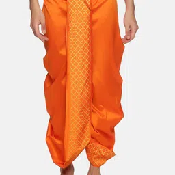 Sethukrishna Men Orange Printed Dhoti-picture-14