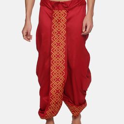 Sethukrishna Men Maroon Printed Dhoti-picture-0