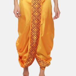 Sethukrishna Men Yellow Printed Dhoti Pant-picture-6