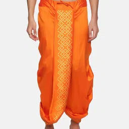 Sethukrishna Men Orange Printed Dhoti Pant-image-69