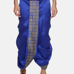 Sethukrishna Men Navy Blue Printed Dhoti-picture-1