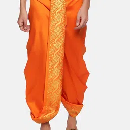 Sethukrishna Men Orange Printed Dhoti-picture-28