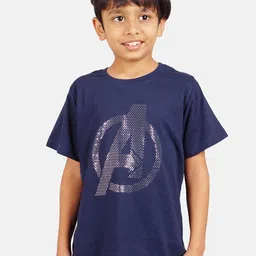 Marvel by Wear Your Mind Boys Navy Blue & Grey Cotton Avengers Print T-shirt-picture-56