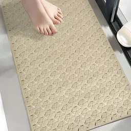 Yellow Weaves Beige Textured Shower Mat image 1