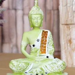 GW CREATIONS Green & Gold-Toned Buddha Idol Showpiece-image-77