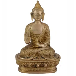 Arihant Craft Yellow & Gold-Toned Brass Small Buddha Showpiece-image-57