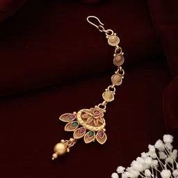 Jazz and Sizzle Gold-Plated Kundan Studded & Beaded Matha Patti-picture-12
