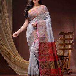 DESH BIDESH Floral Woven Design Zari Maheshwari Saree-picture-8