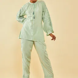 Soch Rayon Slub Embroidered Co-Ord Set With Thread Work-image-57