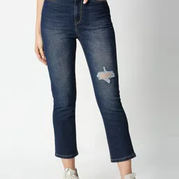 Pepe Jeans Women Blue Straight Fit High-Rise Low Distress Light Fade Jeans-picture-36