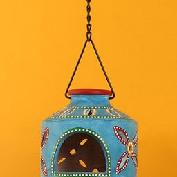 ExclusiveLane Blue Printed The Glowing Matki Terracotta Hanging Tea-Light Holder-picture-41