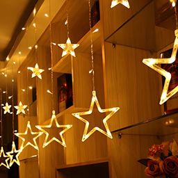 SPARK WORLD Yellow Star Shape LED Curtain Fairy String Lights-picture-10