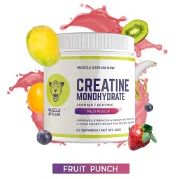 Muscle Asylum Creatine Monohydrate Powder Fruit Punch 250gm - (62 Servings) image 2