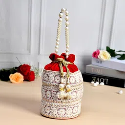 Kuber Industries Set Of 2 Embellished Embroidered Velvet Potli Clutches-picture-30