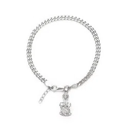AKSHAT SAPPHIRE 925 Sterling Silver Figaro Link Bracelet With Lord Ganesha Pendant-picture-35