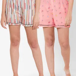 FashionRack Women Multicoloured & Pink 2 Printed Lounge Shorts-picture-21