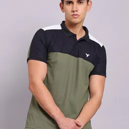 Technosport Colourblocked Polo Collar Antimicrobial Slim Fit Gym T-shirt-picture-24