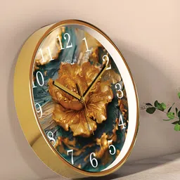 RANDOM Gold Toned & Grey Printed Contemporary Round Wall Clock-picture-20