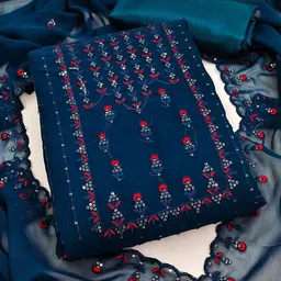 KALINI Floral Embroidered Silk Georgette Unstitched Dress Material-picture-30