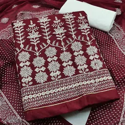 KALINI Embroidered Pure Cotton Unstitched Dress Material-image-17