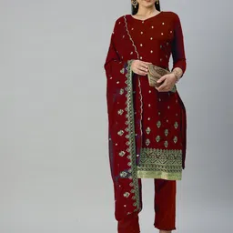 KALINI Embroidered Silk Georgette Unstitched Dress Material-picture-15