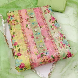 KALINI Floral Embroidered Organza Unstitched Dress Material-picture-17