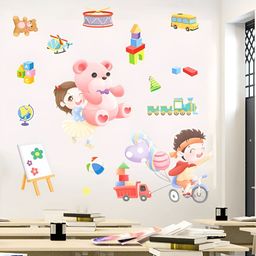 Jaamso Royals Green & Pink Kindergarten Theme Printed Self-Adhesive Removable Wall Sticker-picture-7