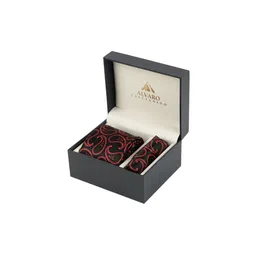 Alvaro Castagnino Men Black & Maroon Paisley Digital Printed Accessory Gift Set-image-60