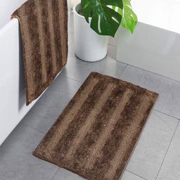 LUXEHOME INTERNATIONAL Set Of 2 Coffee Brown Striped Anti-Skid Doormats-picture-19