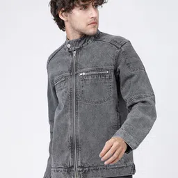 HIGHLANDER Men Grey Solid Jacket image 4