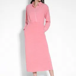 AMERICAN EAGLE OUTFITTERS Shirt Collar Cuffed Sleeves Shirt Midi Dress-picture-12