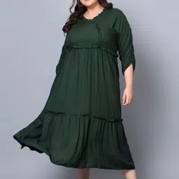 Indietoga Plus Size Ruffled Empire Midi Dress-picture-18