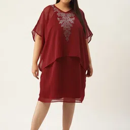 theRebelinme Plus Size Embellished Flared Sleeve Georgette A-Line Midi Dress-picture-36