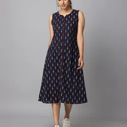 Azira Navy Blue A-Line Maxi Dress-picture-42