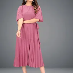 DEKLOOK Flared Sleeve Crepe A-Line Midi Dress-picture-20