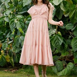 SASSAFRAS Floral Georgette Empire Midi Dress-picture-0