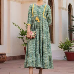 SAVI Floral Printed Pure Cotton Maxi Midi Dress-picture-40