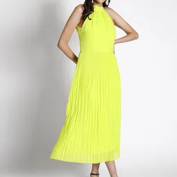 250 DESIGNS Georgette Pleated Fit & Flare Midi Dress-picture-4