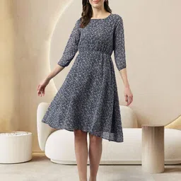 BAESD Floral Printed Georgette Fit and Flare Dress-picture-42