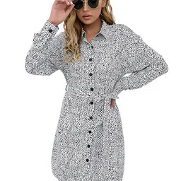 StyleCast White Print Shirt Midi Dress-picture-32
