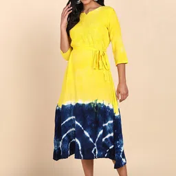 Maaesa Tie and Dye Smocked A-Line Midi Dress image 1